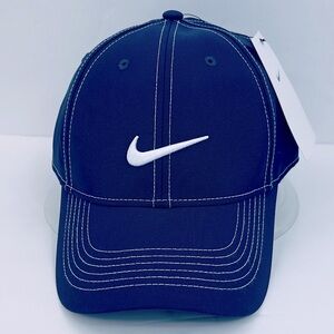 NIKE, HAT/CAP UNISEX, NAVY BLUE COLOR,UNISEX, ADJ STRAP, EMBROIDERED WHITE LOGO